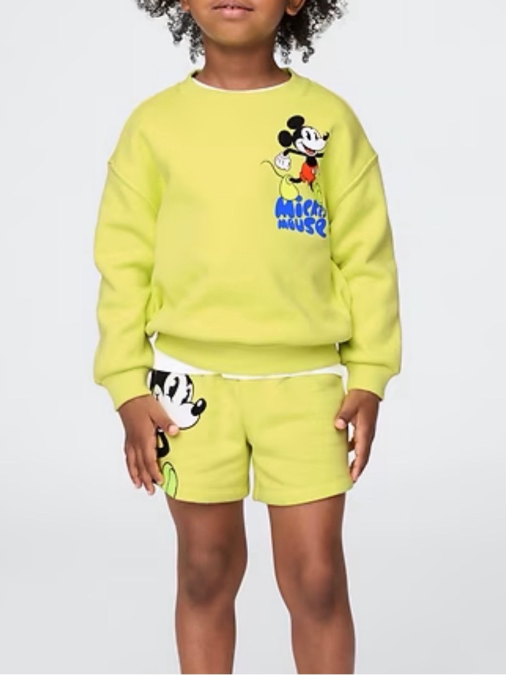 GAP Baby Neon Yellow Disney Sweatshirt & Shorts Set